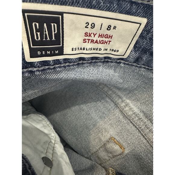 Gap Sky High Straight Leg Jeans Women's Size 8 29 Medium Indigo Blue Denim - Picture 6 of 10
